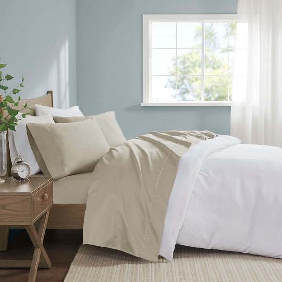 Madison Park 600 Thread Count Pima Cotton Sateen 7-pc Sheet Set, Split King - Picture 1 of 11